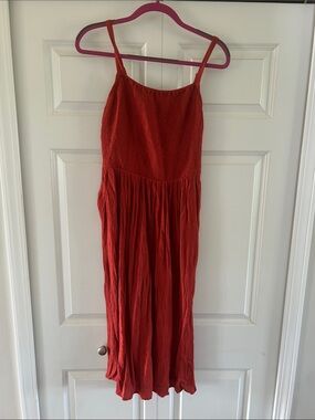 Rust Spaghetti Strap Midi Dress - Medium